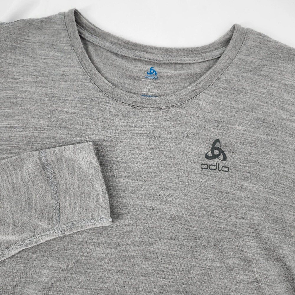 Odlo Mens Long Sleeve Base Layer Size XL Grey Merino Wool Performance‎ Hiking